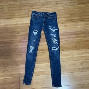 american eagle patched jeans